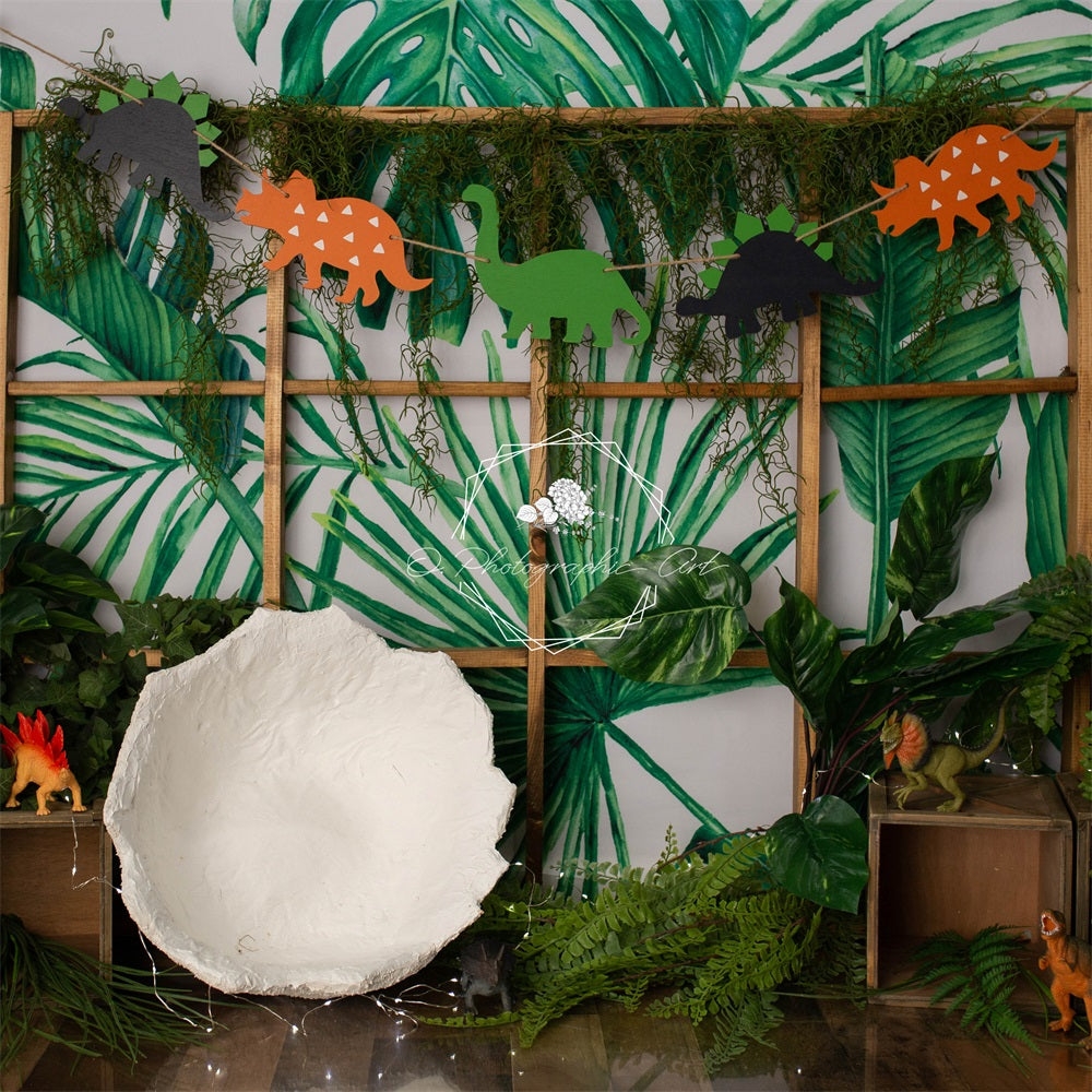 Kate Dinosaur Jungle Backdrop for Photography Designed by Jenna Onyia - Kate Backdrop AU