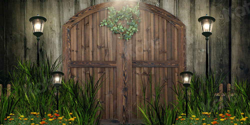Kate Flowers Night Backdrop Barn Door Designed by Emetselch - Kate Backdrop AU