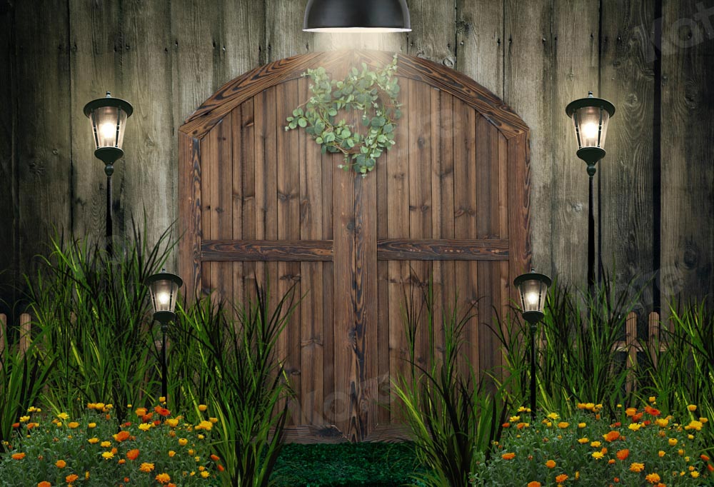 Kate Flowers Night Backdrop Barn Door Designed by Emetselch - Kate Backdrop AU