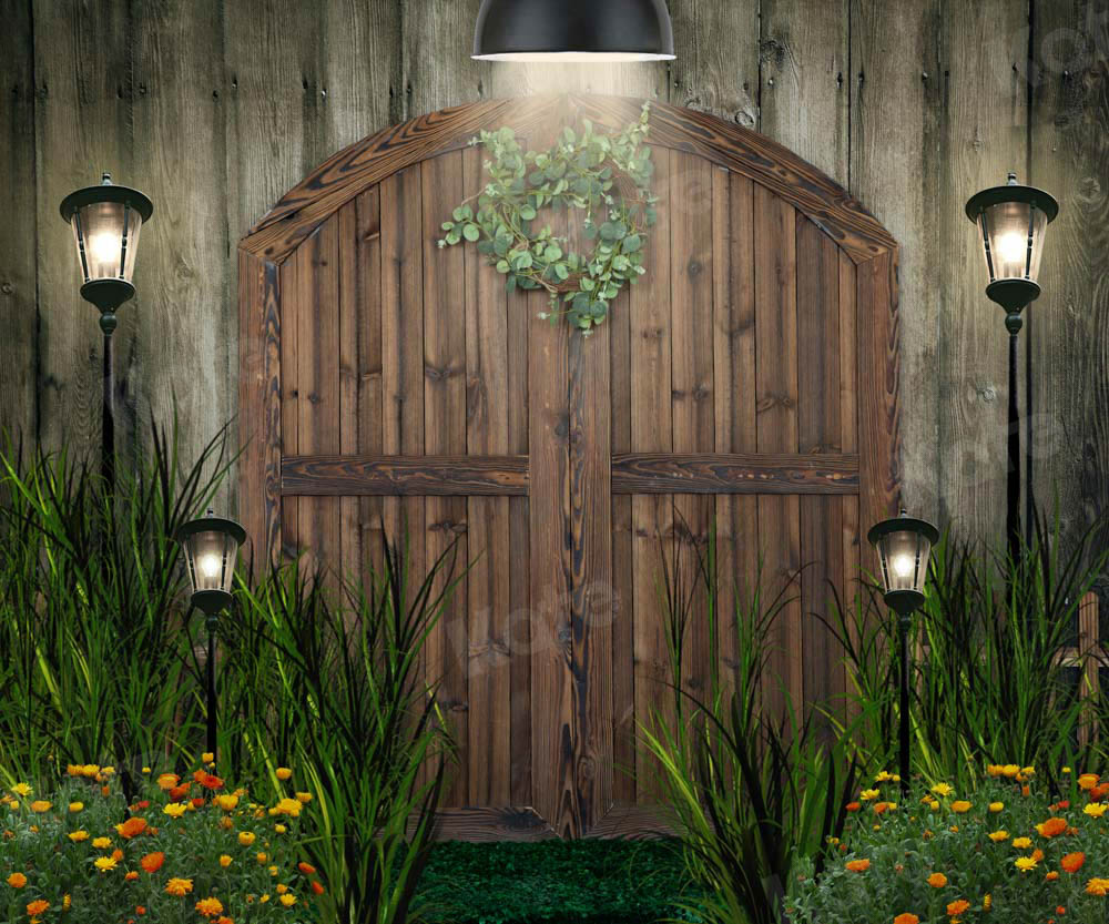 Kate Flowers Night Backdrop Barn Door Designed by Emetselch - Kate Backdrop AU