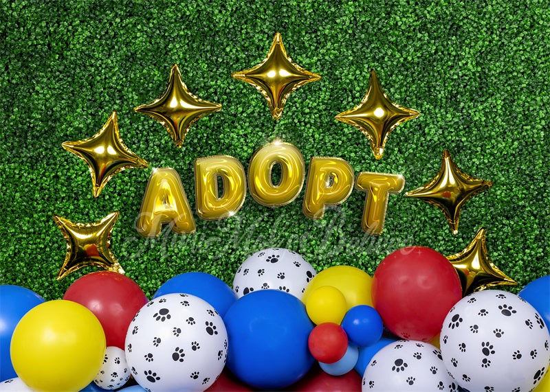 Kate Balloons Grass Backdrop Pet Rescue Adopt Dog Cat Paws Designed by Mini MakeBelieve - Kate Backdrop AU