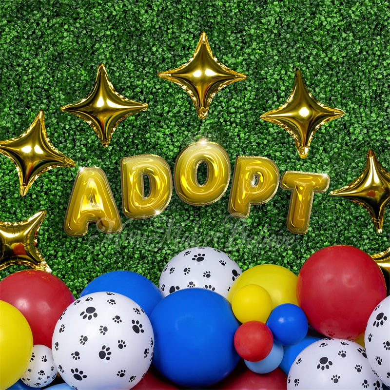 Kate Balloons Grass Backdrop Pet Rescue Adopt Dog Cat Paws Designed by Mini MakeBelieve