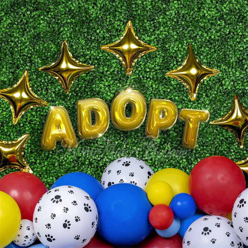 Kate Balloons Grass Backdrop Pet Rescue Adopt Dog Cat Paws Designed by Mini MakeBelieve - Kate Backdrop AU