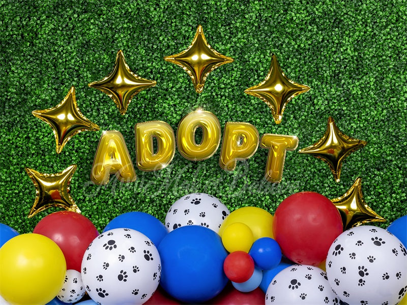 Kate Balloons Grass Backdrop Pet Rescue Adopt Dog Cat Paws Designed by Mini MakeBelieve - Kate Backdrop AU