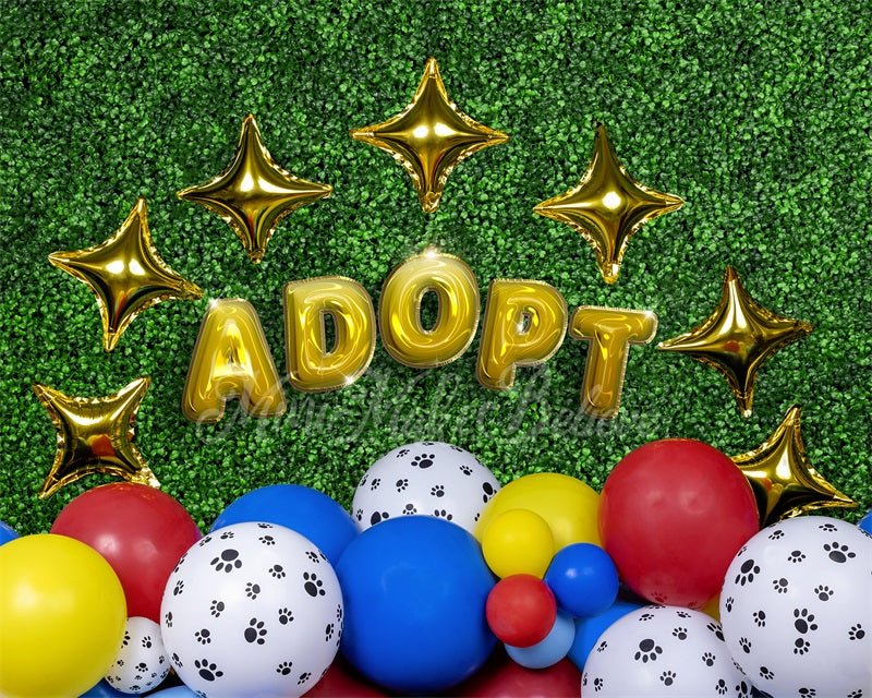 Kate Balloons Grass Backdrop Pet Rescue Adopt Dog Cat Paws Designed by Mini MakeBelieve - Kate Backdrop AU