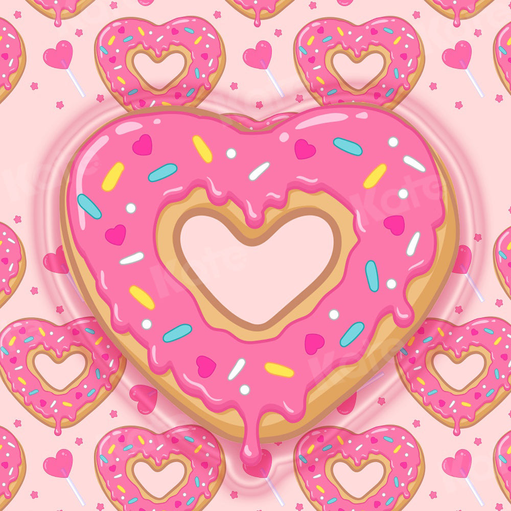 Kate Heart Shaped Donut Backdrop Pink Cake Smash for Photography