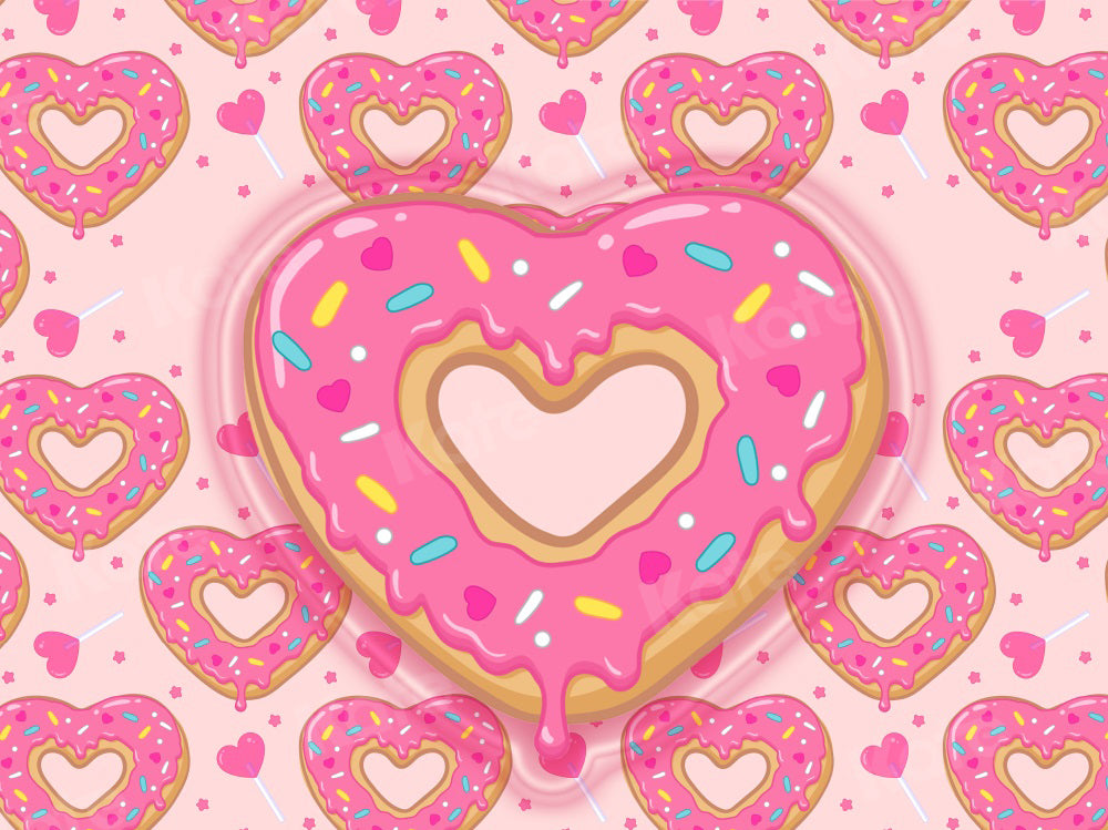 Kate Heart Shaped Donut Backdrop Pink Cake Smash for Photography - Kate Backdrop AU