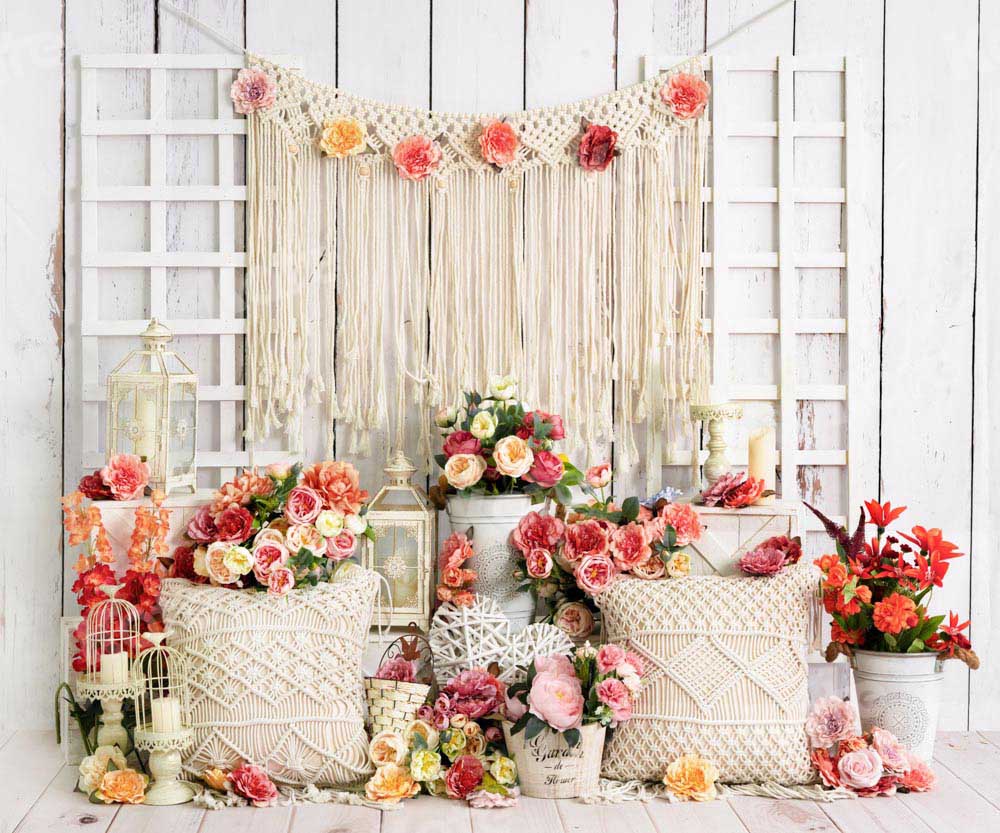 Kate Mother's Day Spring Flowers Backdrop Boho Designed by Emetselch - Kate Backdrop AU