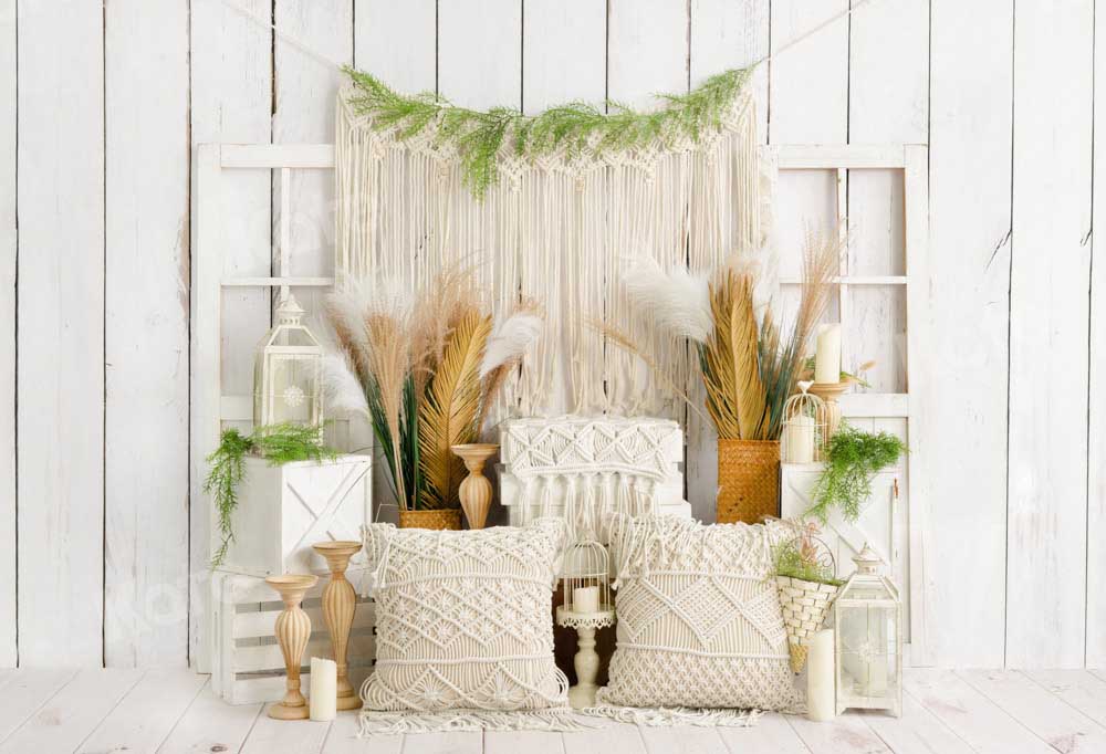Kate White Boho Spring Backdrop Pillows Designed by Emetselch - Kate Backdrop AU