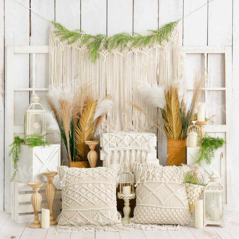 Kate White Boho Spring Backdrop Pillows Designed by Emetselch - Kate Backdrop AU
