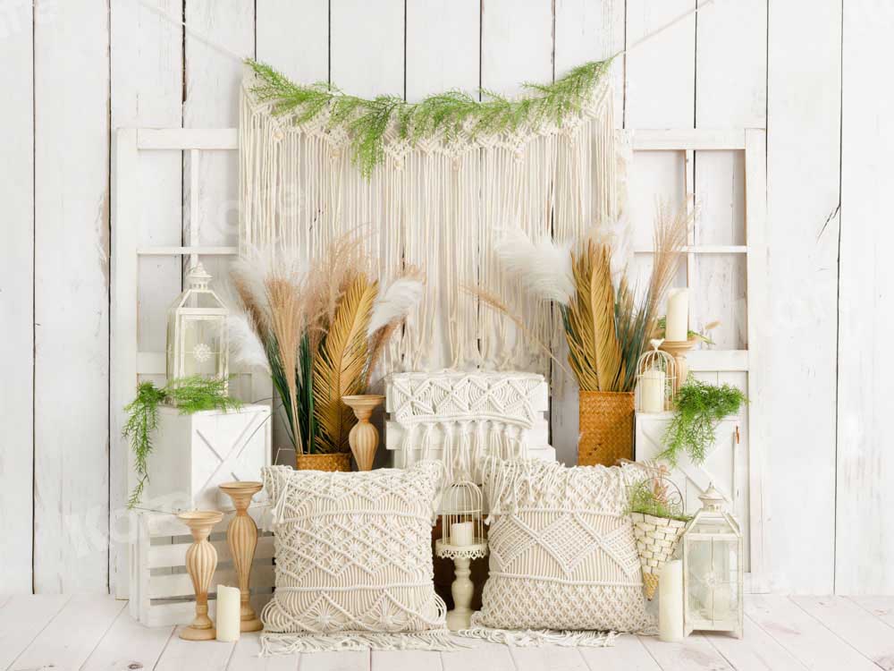 Kate White Boho Spring Backdrop Pillows Designed by Emetselch - Kate Backdrop AU