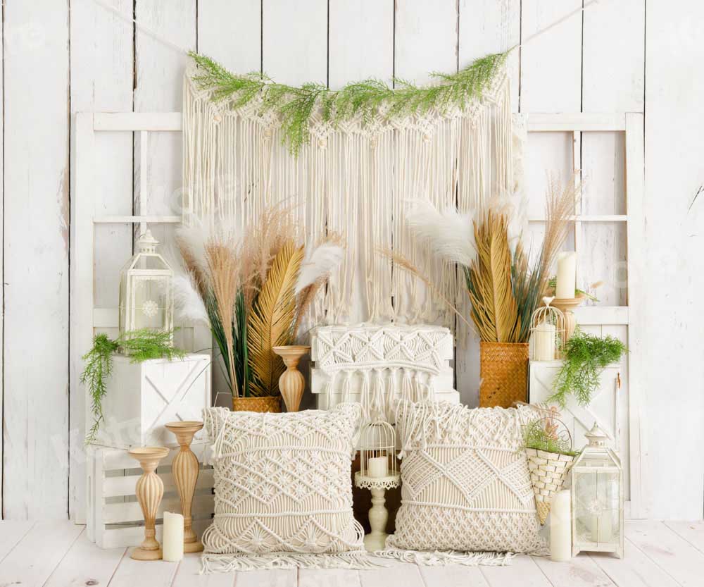 Kate White Boho Spring Backdrop Pillows Designed by Emetselch - Kate Backdrop AU