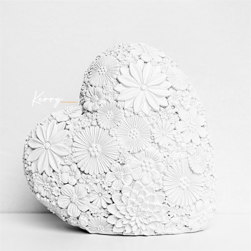 Kate White Floral Heart Backdrop Mothers Love Valentines for Photography Designed by Kerry Anderson - Kate Backdrop AU