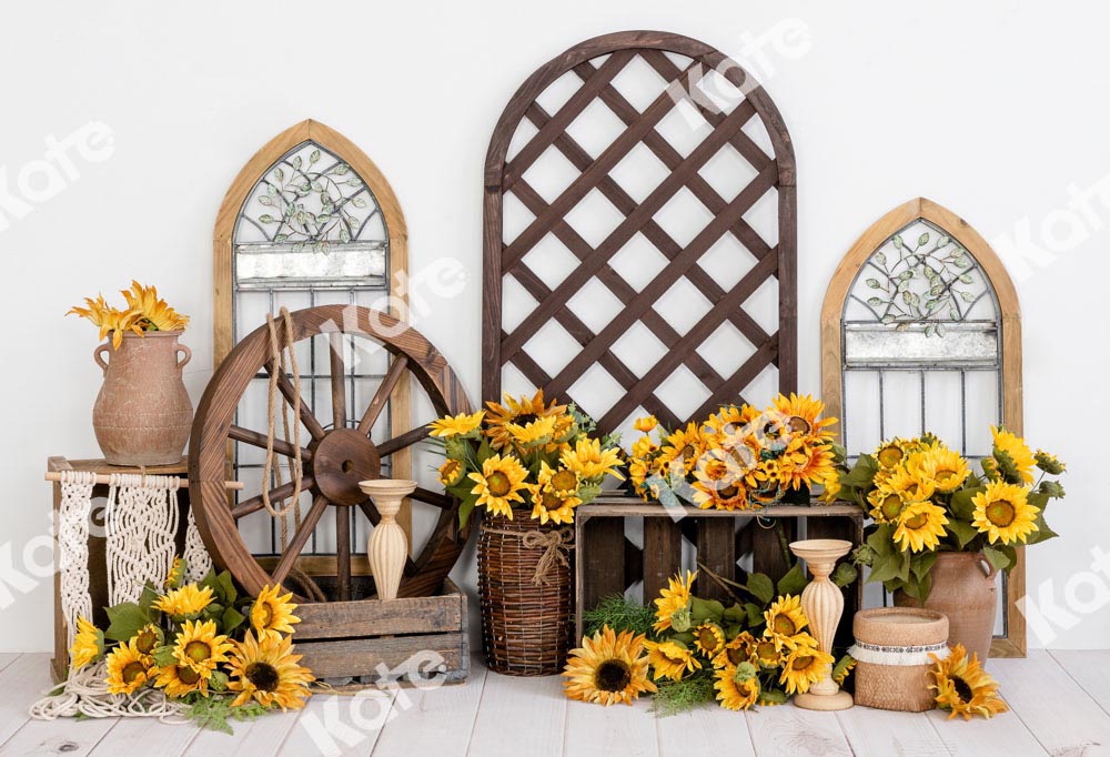 Kate Spring Retro Backdrop Summer Sunflower Designed by Emetselch - Kate Backdrop AU