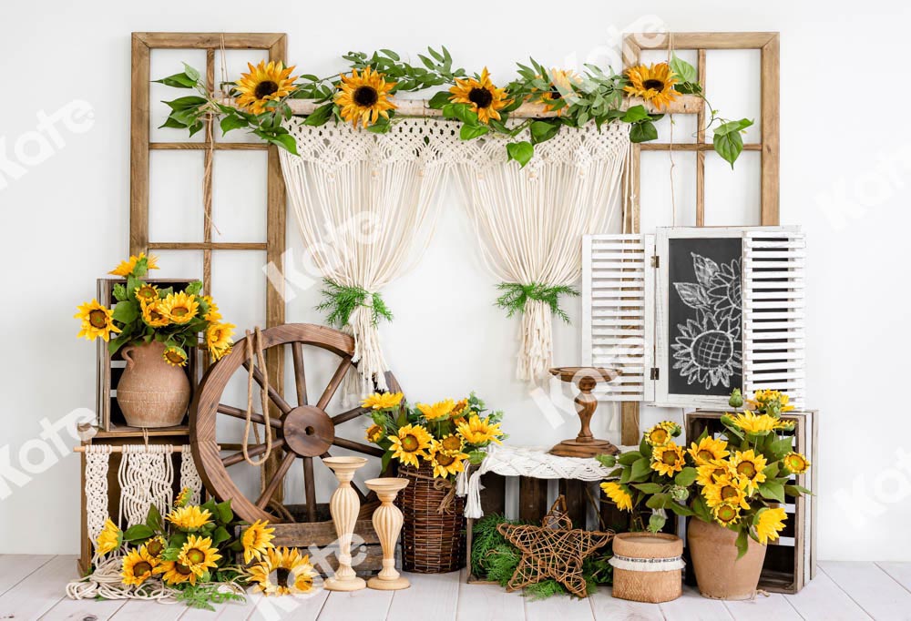 Kate Spring Farm Backdrop Summer Sunflower Designed by Emetselch