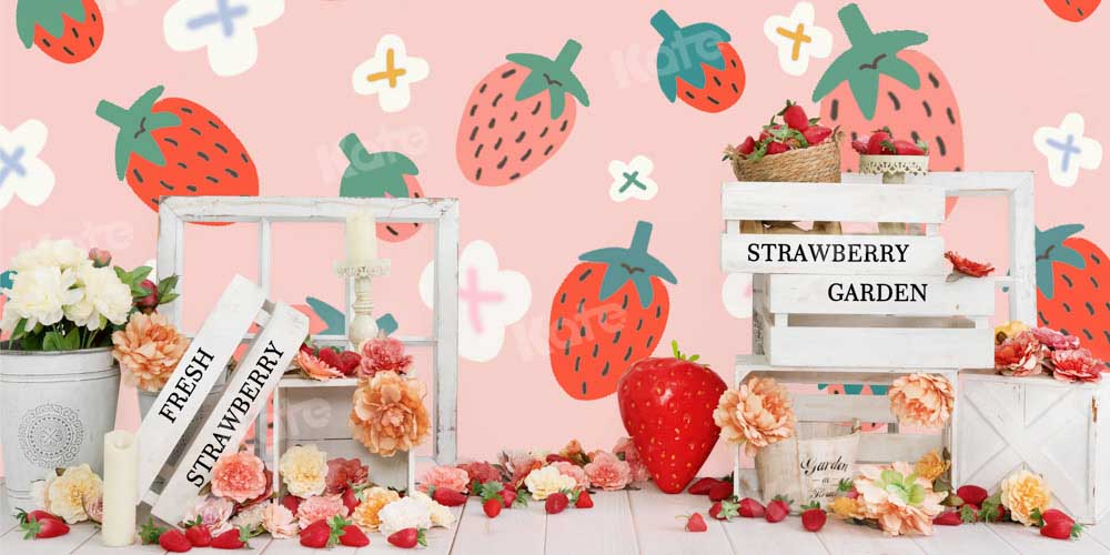 Kate Summer Strawberry Pink Backdrop Flowers Designed by Emetselch - Kate Backdrop AU