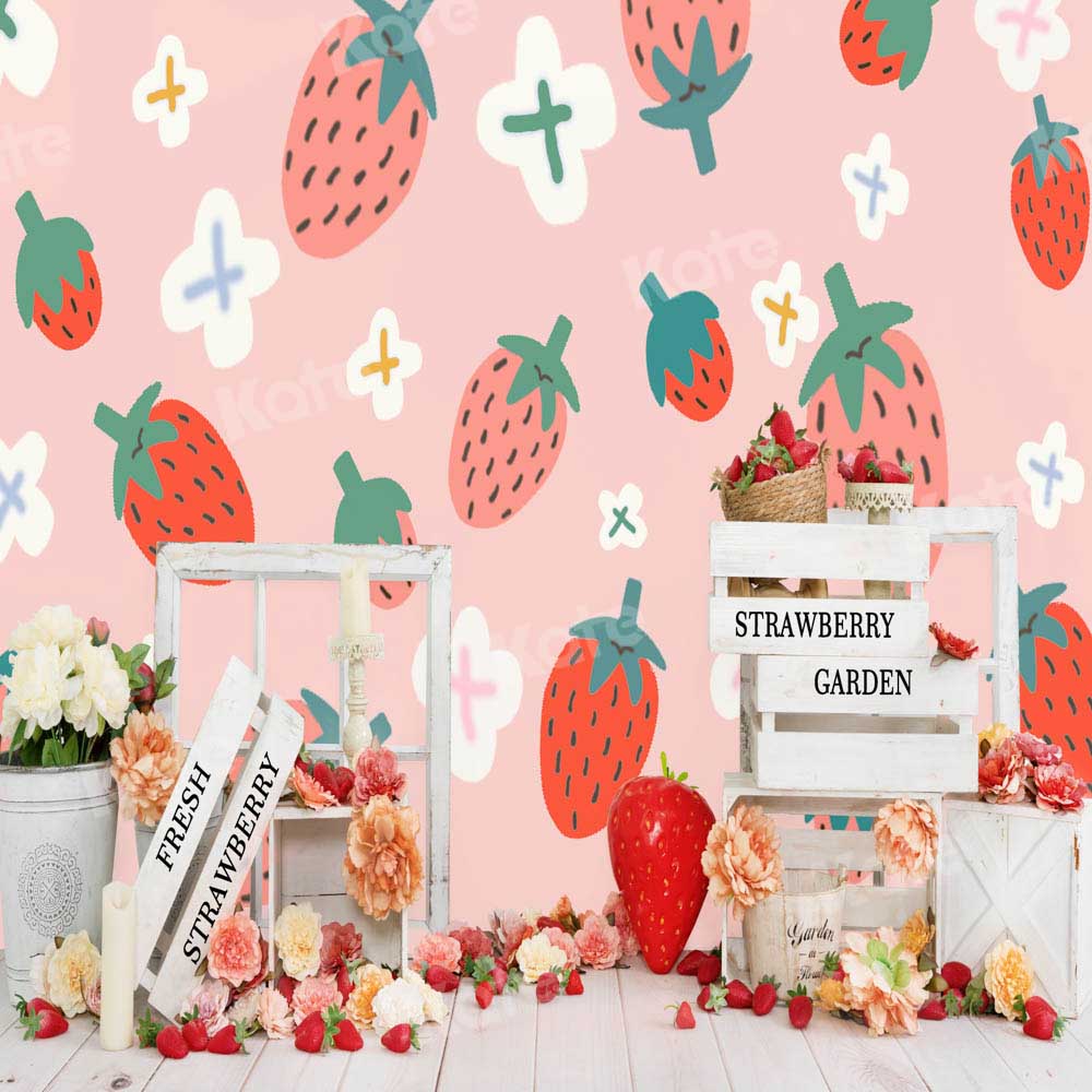 Kate Summer Strawberry Pink Backdrop Flowers Designed by Emetselch - Kate Backdrop AU