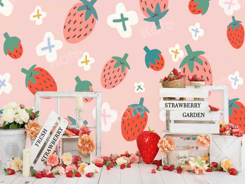 Kate Summer Strawberry Pink Backdrop Flowers Designed by Emetselch - Kate Backdrop AU