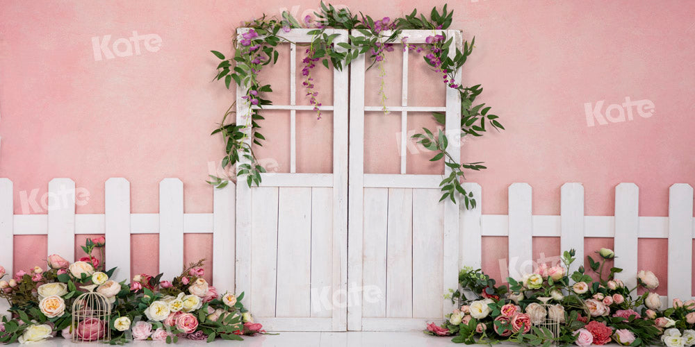 Kate Pink Spring Backdrop Flower Door Fence Designed by Emetselch - Kate Backdrop AU