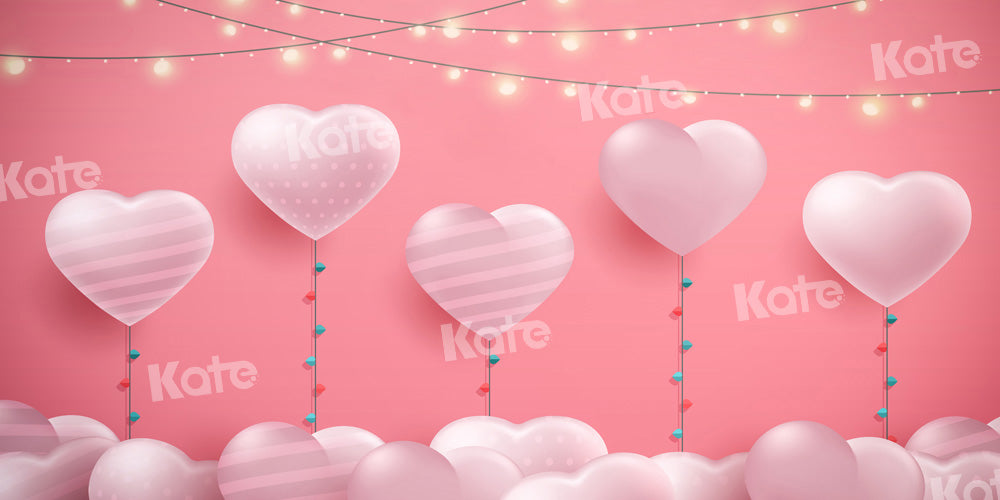 Kate Heart Balloon Backdrop Pink Lights Designed by Chain Photography - Kate Backdrop AU