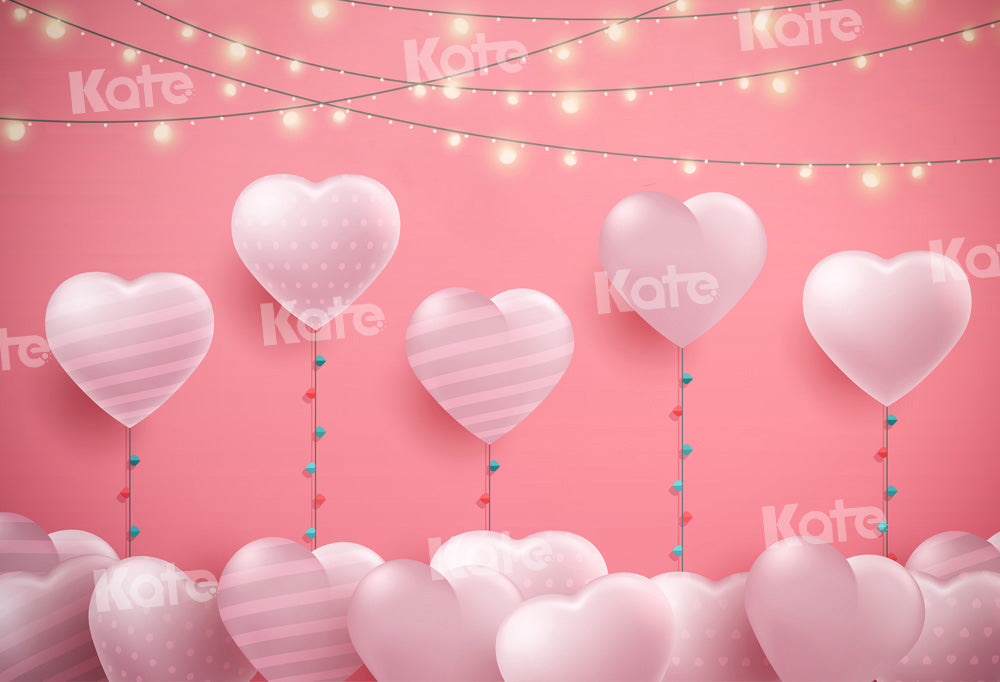 Kate Heart Balloon Backdrop Pink Lights Designed by Chain Photography - Kate Backdrop AU