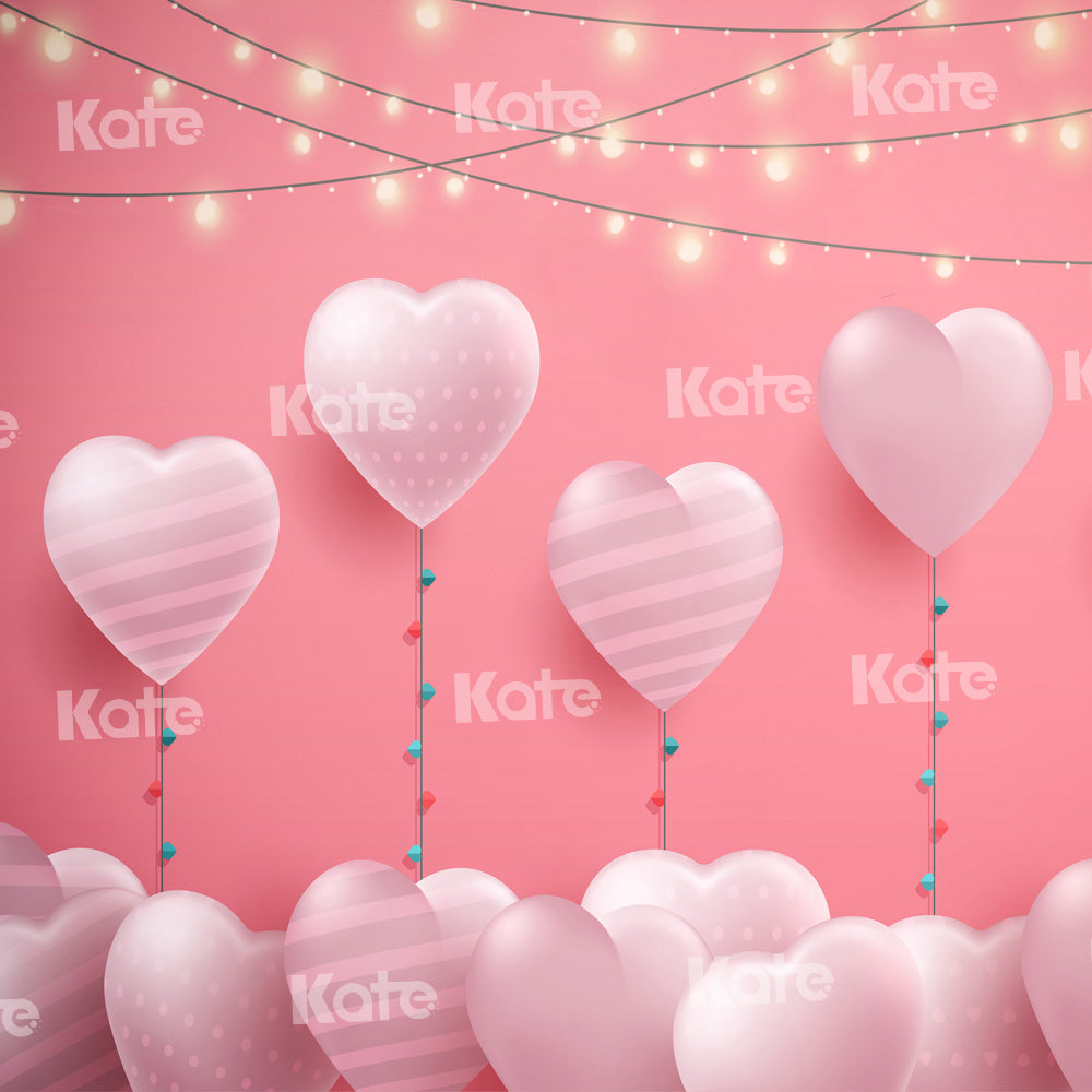 Kate Heart Balloon Backdrop Pink Lights Designed by Chain Photography - Kate Backdrop AU