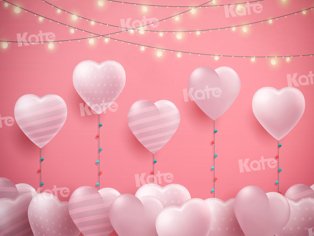 Kate Heart Balloon Backdrop Pink Lights Designed by Chain Photography - Kate Backdrop AU