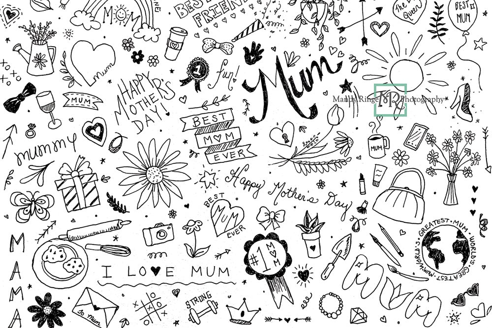 Kate Doodles for Mum Backdrop Designed by Mandy Ringe Photography - Kate Backdrop AU