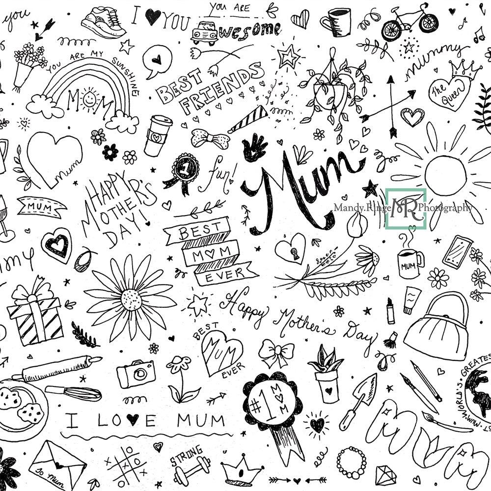 Kate Doodles for Mum Backdrop Designed by Mandy Ringe Photography - Kate Backdrop AU
