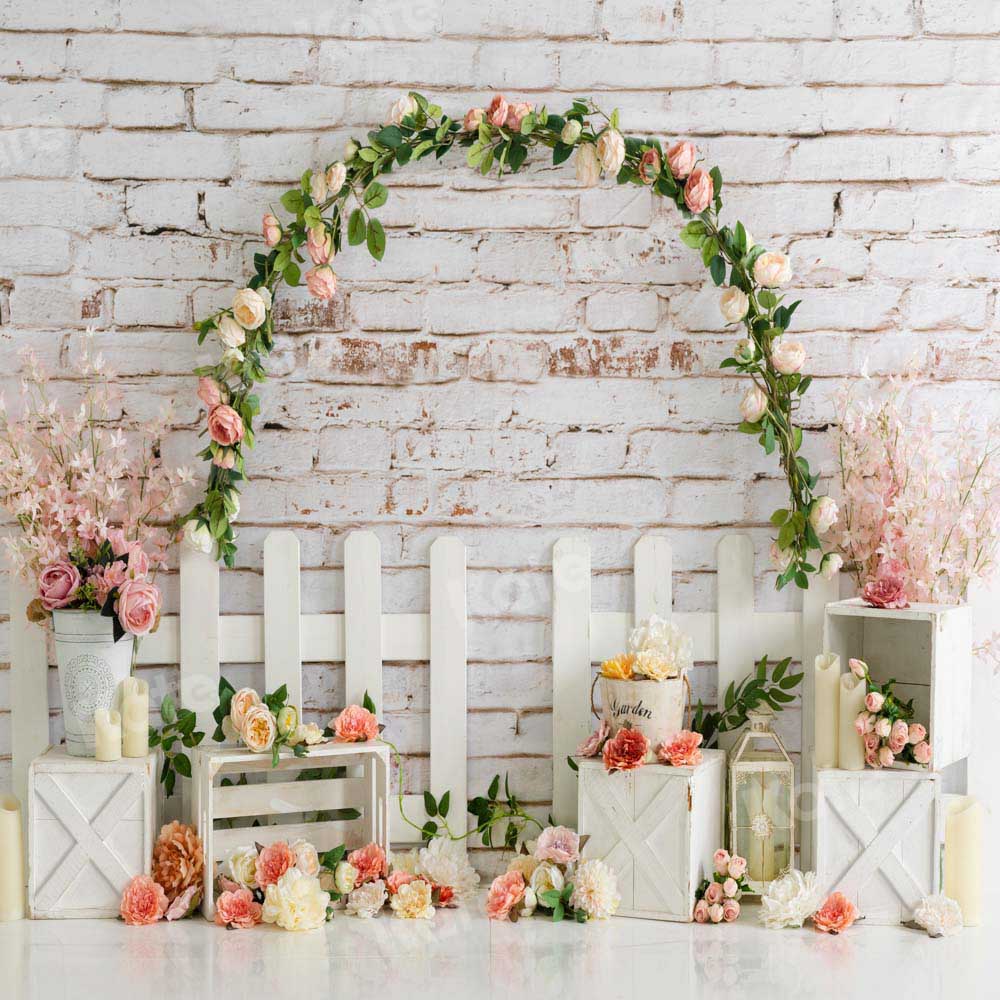 Kate Spring Wreath Backdrop Nature Summer Flowers Designed by Emetselch