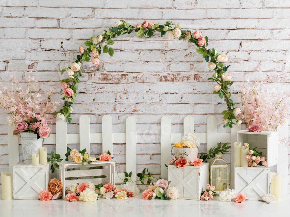 Kate Spring Wreath Backdrop Nature Summer Flowers Designed by Emetselch