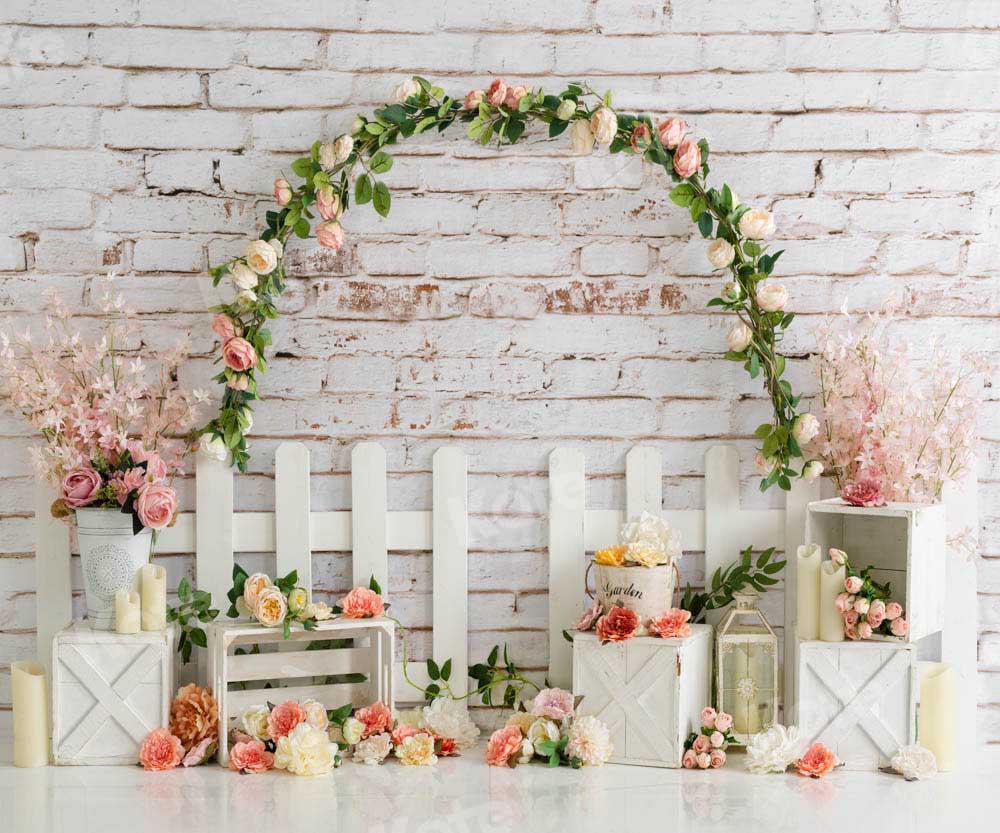 Kate Spring Wreath Backdrop Nature Summer Flowers Designed by Emetselch