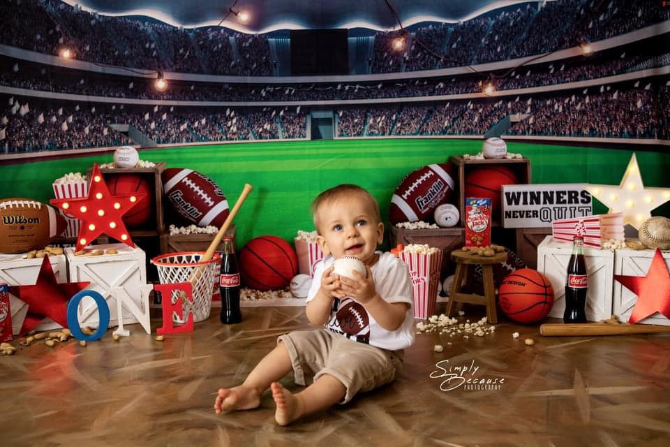 Kate Rookie Year Backdrop Stadium Popcorn for Photography Designed by Megan Leigh Photography - Kate Backdrop AU