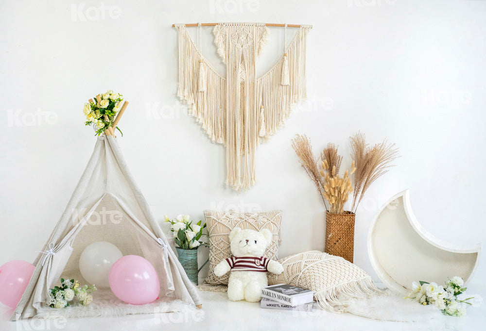 Kate Boho Room Backdrop Cake smash Tent Teddy Bear Designed by Emetselch - Kate Backdrop AU