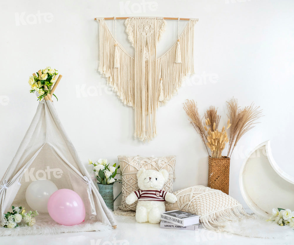 Kate Boho Room Backdrop Cake smash Tent Teddy Bear Designed by Emetselch - Kate Backdrop AU