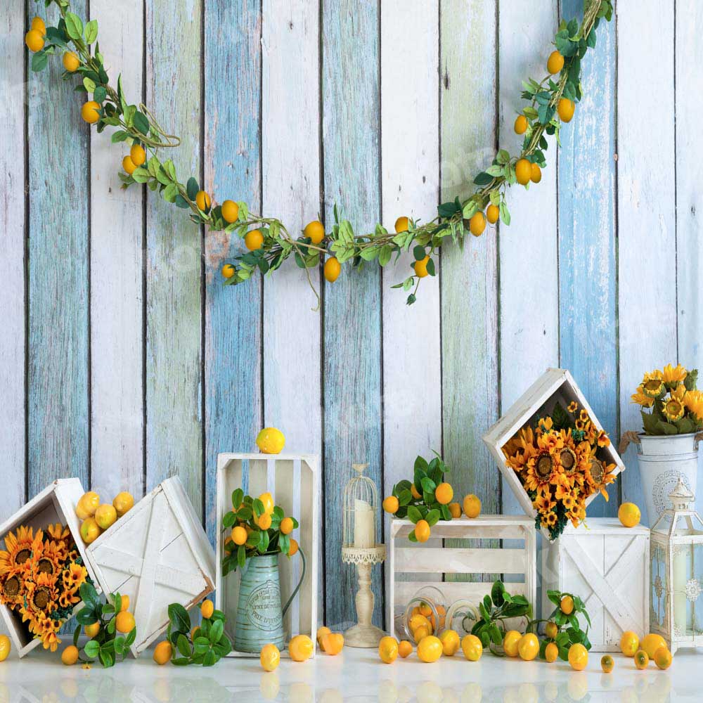 Kate Lemon Summer Sunflower Backdrop Spring Green Lemon Yellow Designed by Emetselch - Kate Backdrop AU