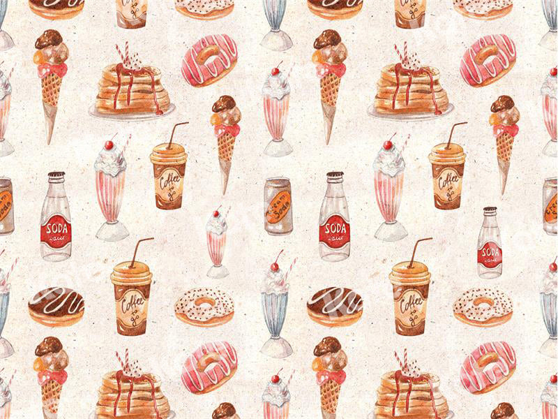 Kate Retro Delicious Party Backdrop Ice Cream Cake Drinks for Photography