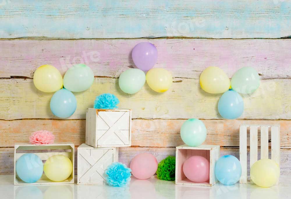 Kate Children Colorful Balloons Backdrop Cake Smash Designed by Emetselch - Kate Backdrop AU