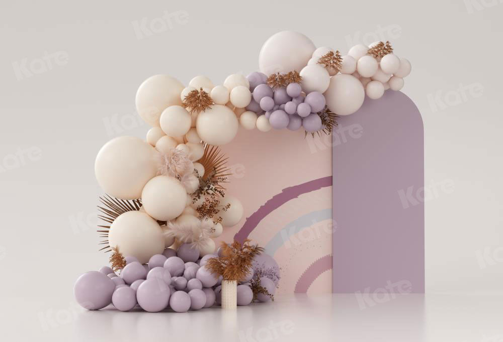 Kate Purple Boho Balloons Backdrop Cake Smash Designed by Uta Mueller Photography - Kate Backdrop AU