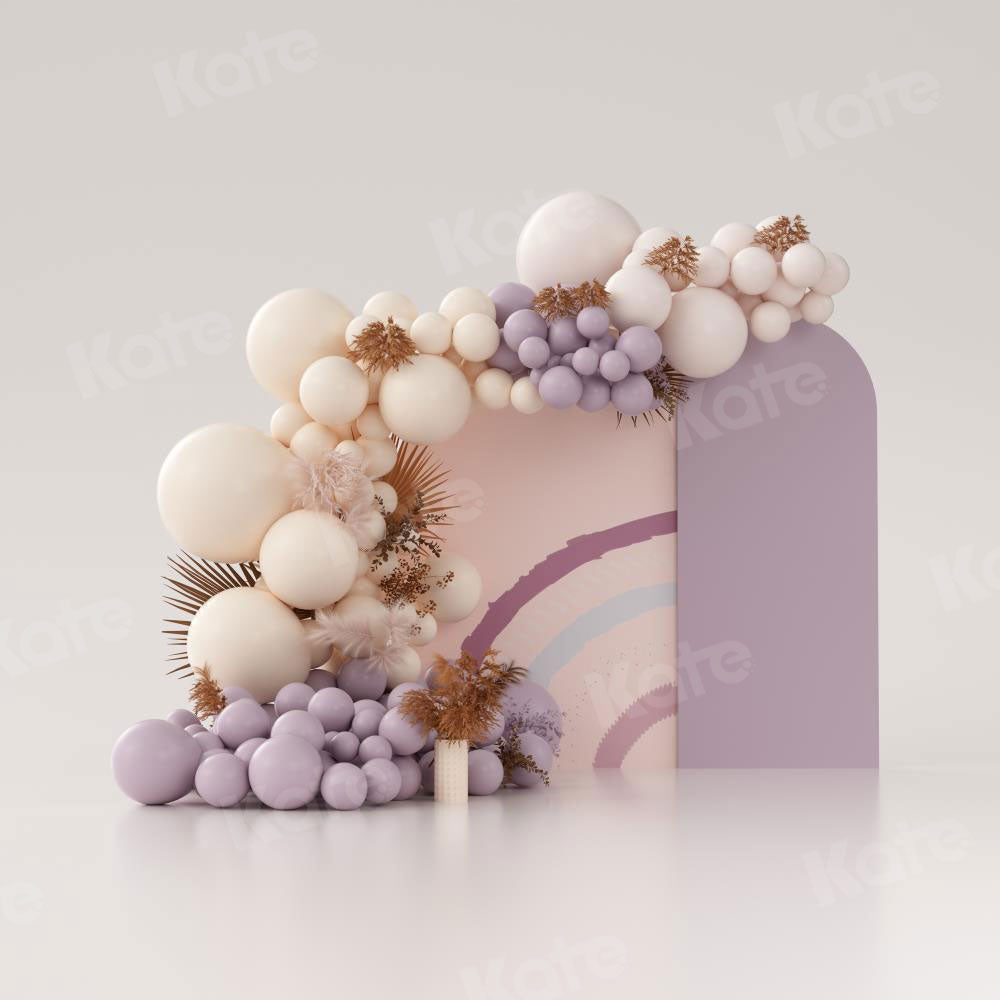 Kate Purple Boho Balloons Backdrop Cake Smash Designed by Uta Mueller Photography