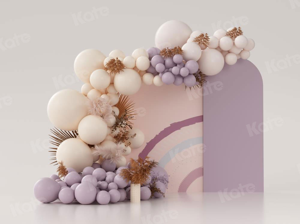 Kate Purple Boho Balloons Backdrop Cake Smash Designed by Uta Mueller Photography