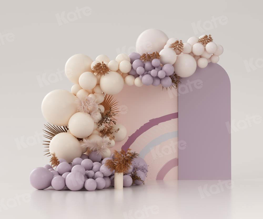 Kate Purple Boho Balloons Backdrop Cake Smash Designed by Uta Mueller Photography