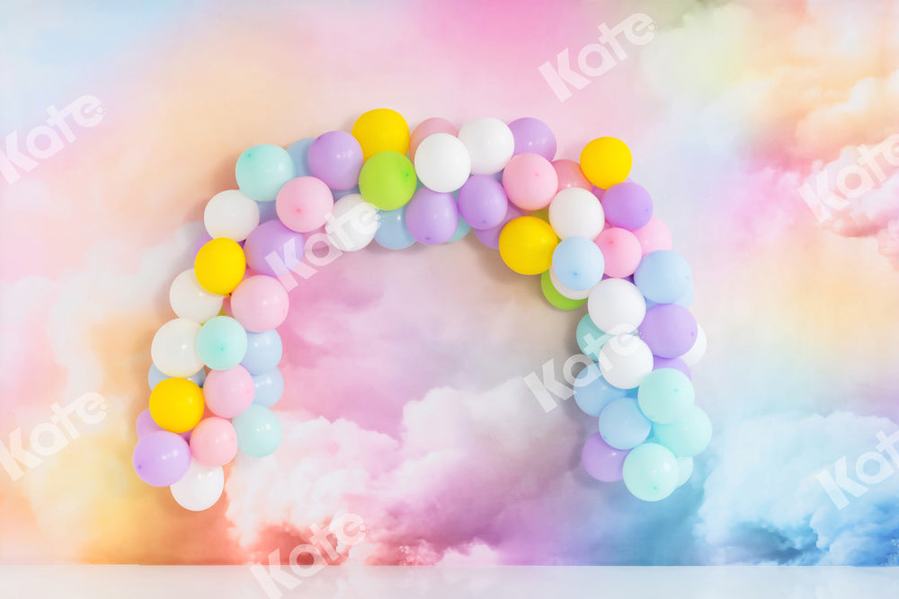 Kate Cake Smash Backdrop Fantastic Colorful Cloud Balloons Arch Designed by Emetselch - Kate Backdrop AU