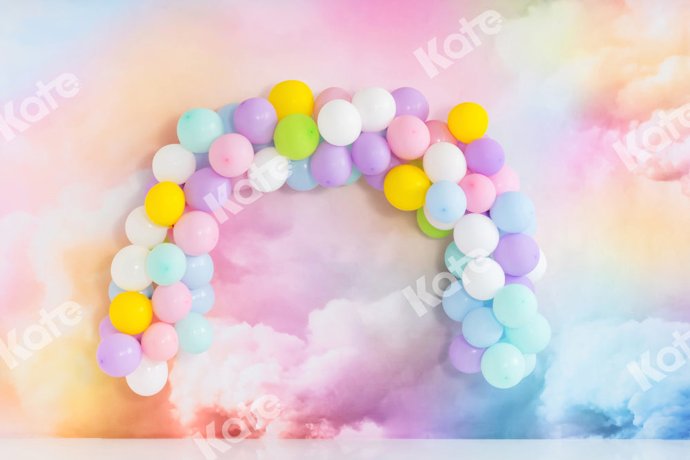 Kate Cake Smash Backdrop Fantastic Colorful Cloud Balloons Arch Designed by Emetselch - Kate Backdrop AU