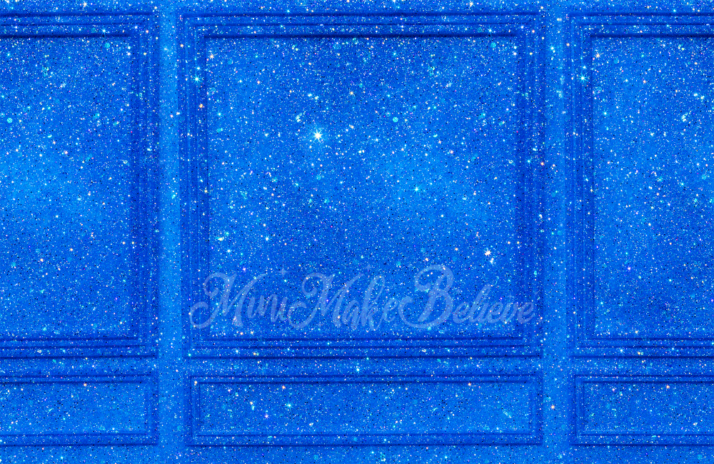 Kate Blue Sparkle Glitter Wall Backdrop Designed by Mini MakeBelieve