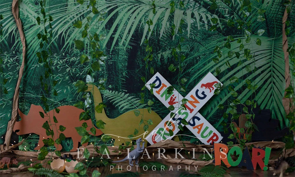 Kate Dinosaur Crossing Forest Backdrop Designed By Erin Larkins - Kate Backdrop AU
