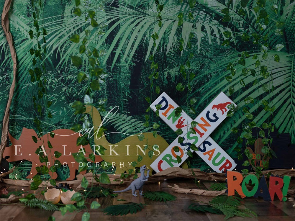 Kate Dinosaur Crossing Forest Backdrop Designed By Erin Larkins - Kate Backdrop AU