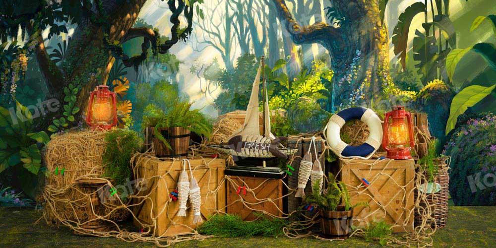 Kate Forest Fishnet Backdrop Grassland Jungle Designed by Emetselch - Kate Backdrop AU