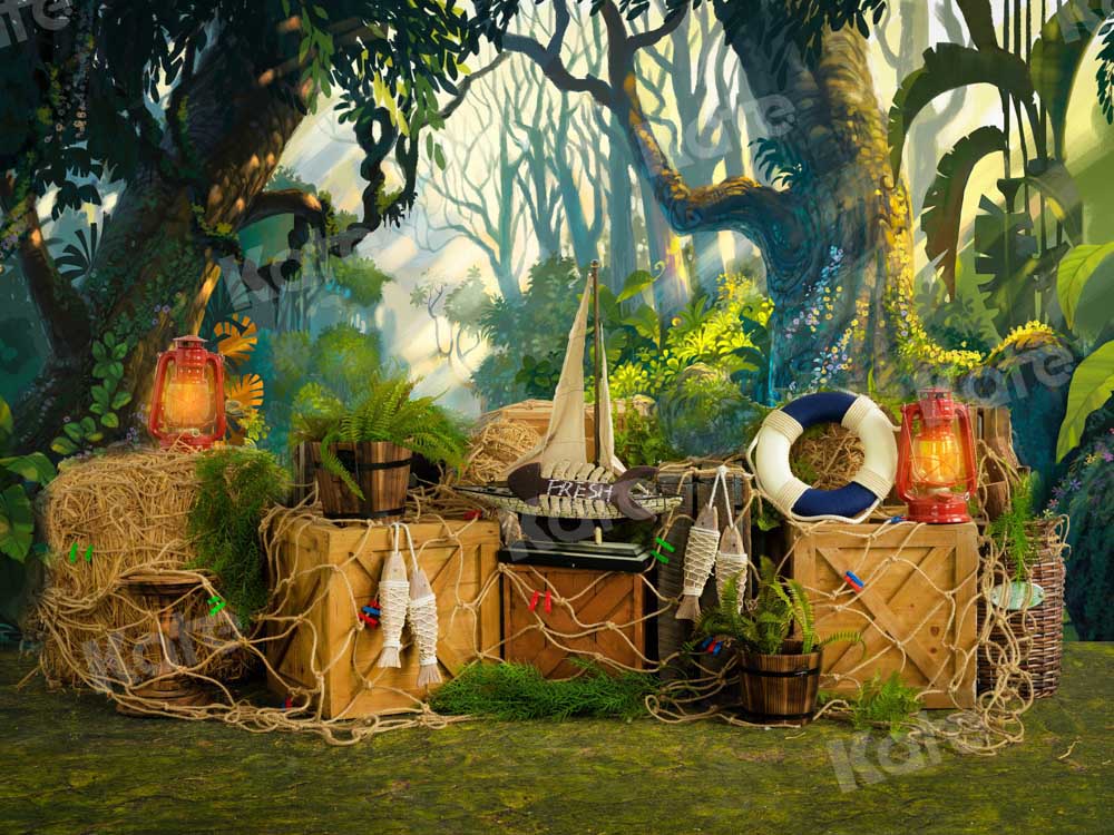 Kate Forest Fishnet Backdrop Grassland Jungle Designed by Emetselch - Kate Backdrop AU