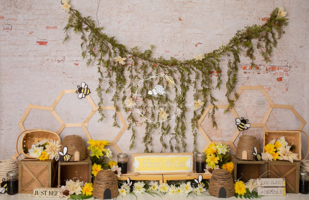 Kate Spring/Summer Bee Flowers Backdrop for Photography Designed by Jenna Onyia